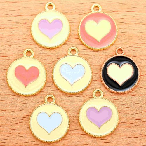 Tibetan Style Enamel Pendants, Round, plated, DIY, more colors for choice, 100PC/Bag, Sold By Bag