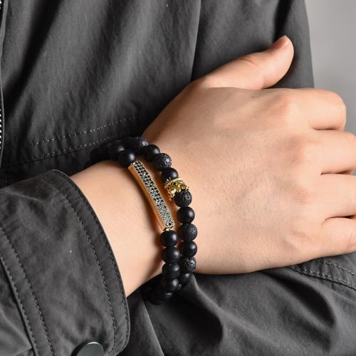 Bracelets de pierres précieuses, pierre gemme, différents matériaux pour le choix & normes différentes pour le choix & styles différents pour le choix & pavé de micro zircon & pour homme, plus de couleurs à choisir, Vendu par fixé