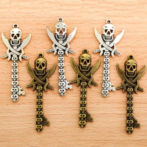 Tibetan Style Pendants, Skull, plated, DIY, more colors for choice, 60x23mm, 100PC/Bag, Sold By Bag