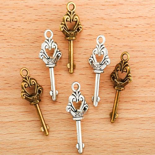 Tibetan Style Key Pendants, plated, DIY, more colors for choice, 36x14mm, 100PC/Bag, Sold By Bag