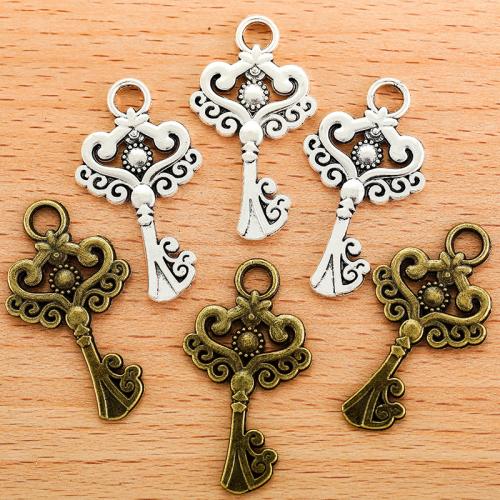 Tibetan Style Key Pendants, plated, DIY, more colors for choice, 33x18mm, 100PC/Bag, Sold By Bag