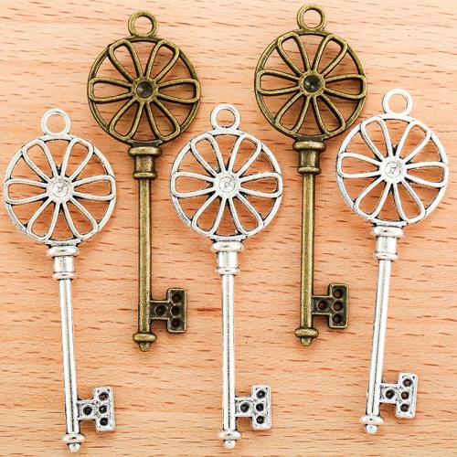 Tibetan Style Key Pendants, plated, DIY, more colors for choice, 63x21mm, 100PC/Bag, Sold By Bag