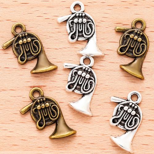 Musical Instrument Shaped Tibetan Style Pendants, plated, DIY, more colors for choice, 17x12mm, 100PC/Bag, Sold By Bag