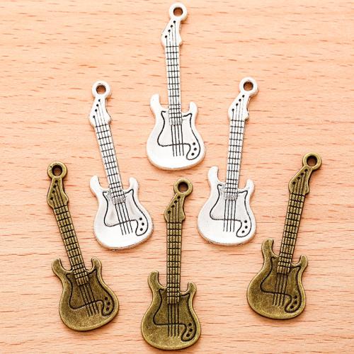 Musikinstrument Zinklegierung Anhänger, Gitarre, plattiert, DIY, keine, 41x14mm, 100PC/Tasche, verkauft von Tasche