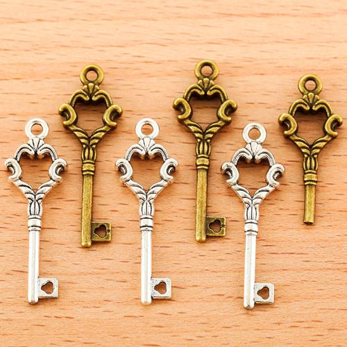 Tibetan Style Key Pendants, plated, DIY, more colors for choice, 35x11mm, 100PC/Bag, Sold By Bag