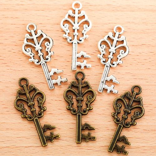 Tibetan Style Key Pendants, plated, DIY, more colors for choice, 36x16mm, 100PC/Bag, Sold By Bag