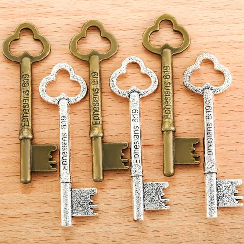 Tibetan Style Key Pendants, plated, DIY, more colors for choice, 74x22mm, 100PC/Bag, Sold By Bag