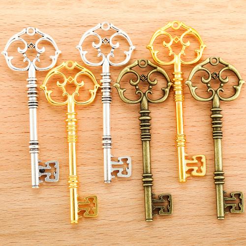 Tibetan Style Key Pendants, plated, DIY, more colors for choice, 80x28mm, 100PC/Bag, Sold By Bag