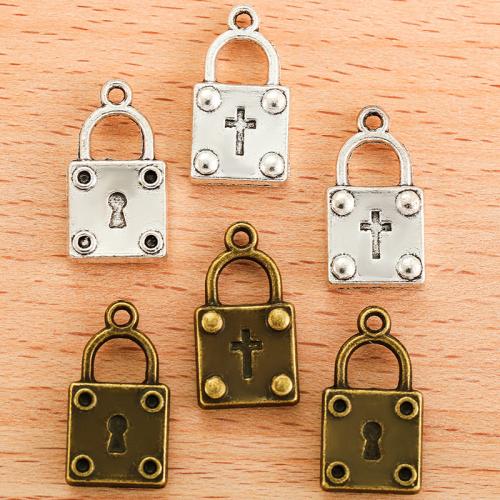 Tibetan Style Lock Pendants, plated, DIY, more colors for choice, 20x11mm, 100PC/Bag, Sold By Bag