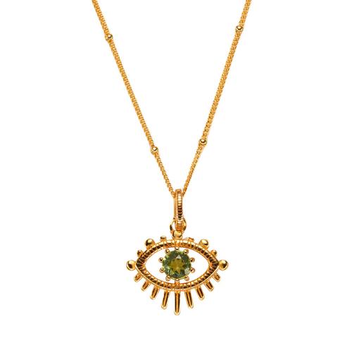 925 Sterling Silver Necklace, with Topaze & Peridot Stone & Citrine & Garnet, with 2inch extender chain, Evil Eye, different styles for choice & for woman & hollow, Length:Approx 15.7 Inch, Sold By PC