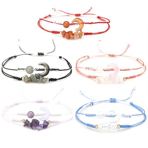 Gemstone Bracelet, with Polyester Cord, handmade, Double Layer & different materials for choice & for woman, Length:Approx 6.3-10.2 Inch, Sold By PC