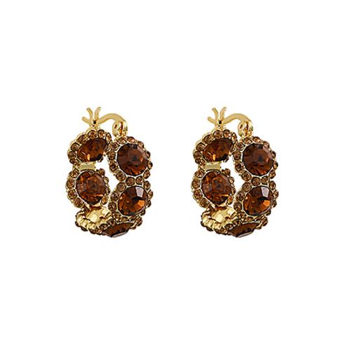 Tibetan Style Lever Back Earring, gold color plated, for woman & with rhinestone, 20x21mm, Sold By Pair