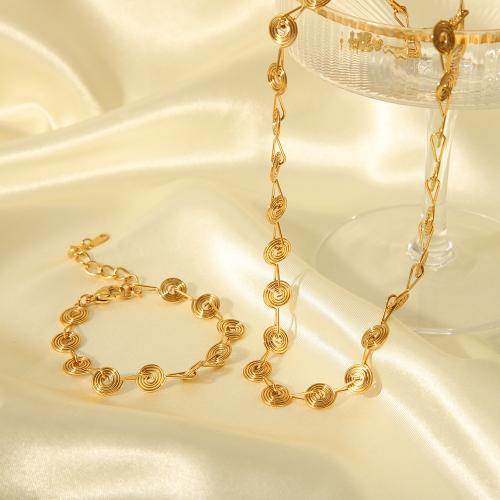 Fashion Stainless Steel Jewelry Sets, 304 Stainless Steel, with 5cm extender chain, fashion jewelry & different styles for choice & for woman, golden, Length:Approx 42 cm, Approx 16 cm, Sold By PC