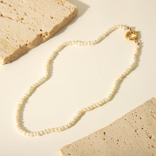 Collier de bijoux en acier inoxydable, Acier inoxydable 304, avec perle d'eau douce cultivée, bijoux de mode & pour femme, blanc, Longueur:Environ 38 cm, Vendu par PC