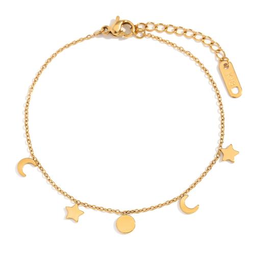 Stainless Steel Jewelry Bracelet, 304 Stainless Steel, with 3cm extender chain, 18K gold plated, fashion jewelry & for woman, golden, Length:Approx 16 cm, Sold By PC