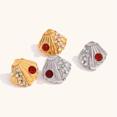 Stainless Steel Stud Earrings 304 Stainless Steel fashion jewelry & for woman & with rhinestone Sold By Pair