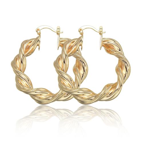 Laiton Anneau d'oreille, Plaqué or 18K, bijoux de mode & pour femme, doré, 40x10mm, Vendu par paire