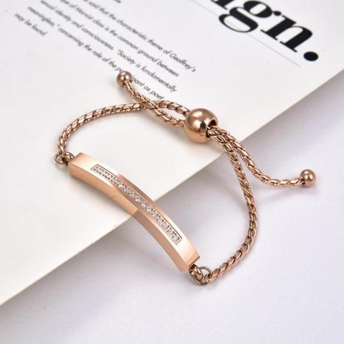 Stainless Steel Jewelry Bracelet, 304 Stainless Steel, Adjustable & fashion jewelry & Unisex & with rhinestone, more colors for choice, Length:Approx 25 cm, Sold By PC