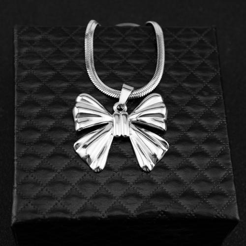 Stainless Steel Jewelry Necklace, 304 Stainless Steel, Bowknot, fashion jewelry & different size for choice & for woman, Sold By PC