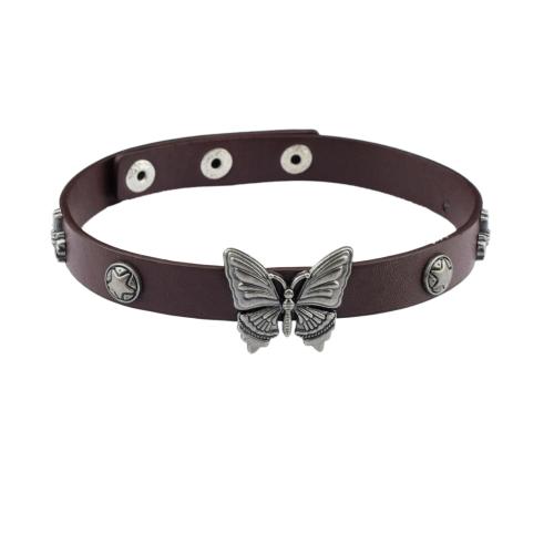 Collar Necklace 304 Stainless Steel with PU Leather Butterfly fashion jewelry & for woman Length Approx 40 cm Sold By PC