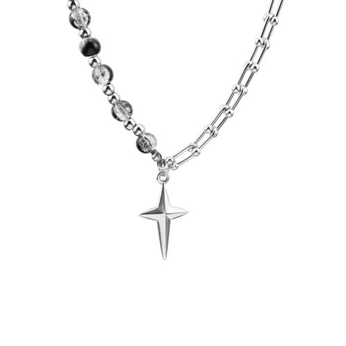 Collana in acciaio inossidabile, 304 acciaio inox, with vetro, with 5cm extender chain, gioielli di moda & per l'uomo, Lunghezza Appross. 51.5 cm, Venduto da PC