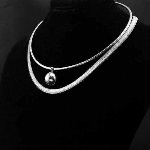 Stainless Steel Jewelry Necklace, 304 Stainless Steel, with 5cm extender chain, Double Layer & fashion jewelry & Unisex, Length:Approx 41 cm, Approx 47 cm, Sold By PC