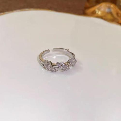 Cúbicos Circonia Micro Pave anillo de latón, metal, Joyería & micro arcilla de zirconia cúbica & para mujer, tamaño:7, Vendido por UD