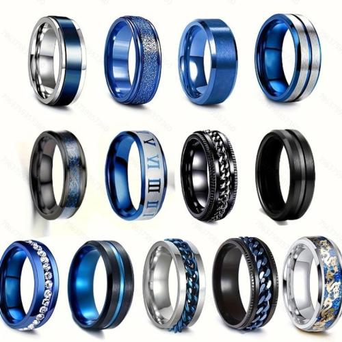 Stainless Steel Finger Ring, 304 Stainless Steel, 13 pieces & Unisex & different size for choice, more colors for choice, Sold By Set