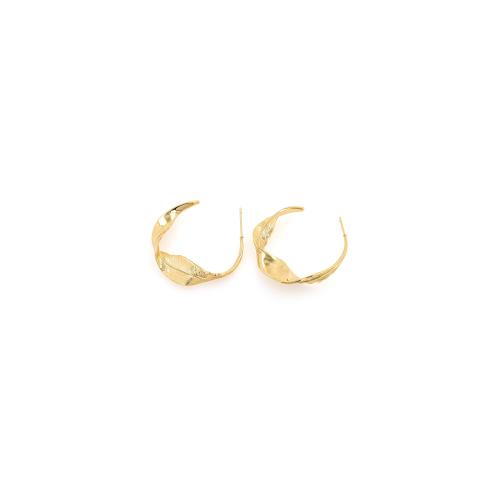 Brass Stud Earring, Leaf, gold color plated, fashion jewelry & for woman, nickel, lead & cadmium free, 36.30x33x6.30mm, Sold By Pair