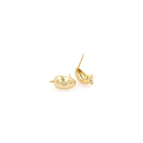 Clou boucle d'oreille en laiton, Placage de couleur d'or, DIY & pour femme, protéger l'environnement, sans nickel, plomb et cadmium, 15.70x8x8mm, Vendu par paire