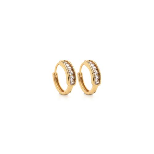 Boucles d'oreilles en laiton zircon cubique pavent, Placage de couleur d'or, bijoux de mode & pavé de micro zircon & pour femme, protéger l'environnement, sans nickel, plomb et cadmium, 15.50x15.50x4.30mm, Vendu par paire