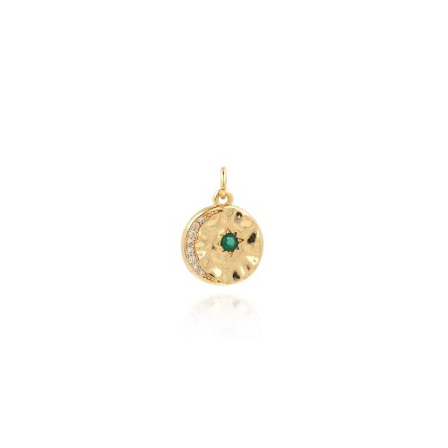 Cubique Pendentif en laiton zircon pavent, Placage de couleur d'or, DIY & pavé de micro zircon, protéger l'environnement, sans nickel, plomb et cadmium, 17.60x13x1.70mm, Vendu par PC