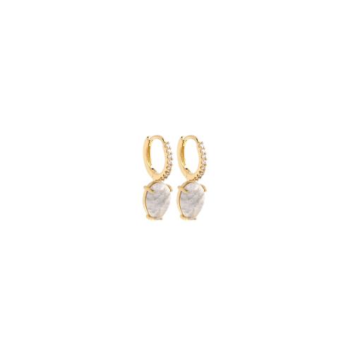 Cubic Zirconia Micro Pave Brass Earring, with Cloud Quartz, gold color plated, fashion jewelry & micro pave cubic zirconia & for woman, nickel, lead & cadmium free, 14.50x26x8.50mm, Sold By Pair