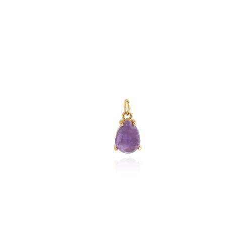 Brass Jewelry Pendants with Amethyst Teardrop gold color plated DIY purple nickel lead & cadmium free Sold By PC