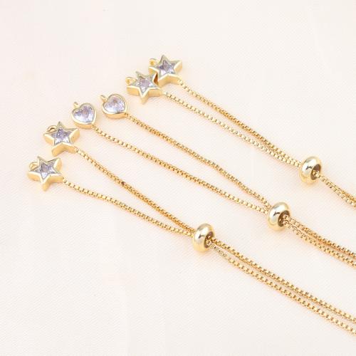 Brass Bracelet Findings gold color plated DIY & micro pave cubic zirconia nickel lead & cadmium free Length 11 cm Sold By PC