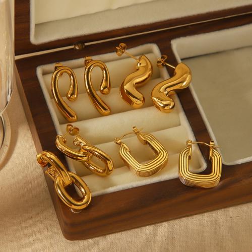 Titanium Steel  Earring, gold color plated, different styles for choice & for woman, more colors for choice, Sold By Pair