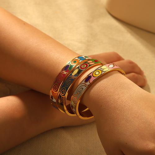 Brazalete del acero inoxidable, acero inoxidable 304, chapado en color dorado, diferentes patrones para la opción & para mujer & esmalte, más colores para la opción, Vendido por UD