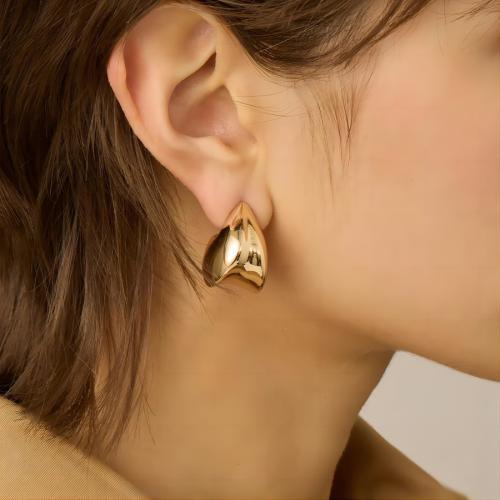 Stainless Steel Stud Earrings 304 Stainless Steel gold color plated for woman Sold By Pair