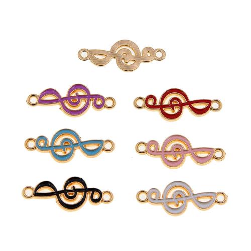 Tibetan Style Connector, Music Note, gold color plated, DIY & enamel & 1/1 loop, more colors for choice, nickel, lead & cadmium free, 100PCs/Bag, Sold By Bag