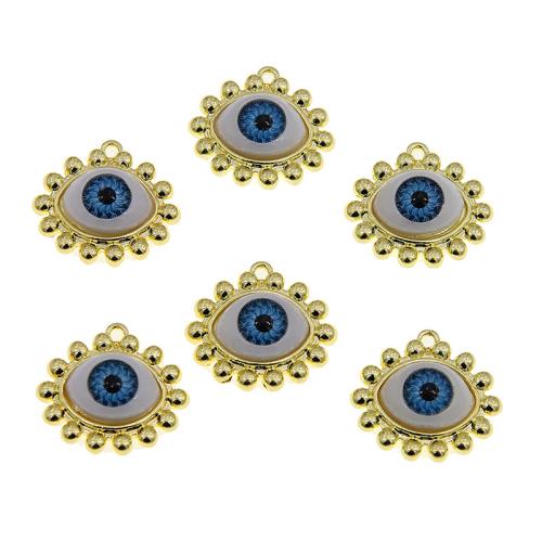 Evil Eye Anhänger, Zinklegierung, goldfarben plattiert, DIY & böser Blick- Muster & Emaille, blau, frei von Nickel, Blei & Kadmium, 19x21x7mm, 100PCs/Tasche, verkauft von Tasche