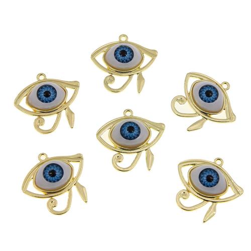 Evil Eye Anhänger, Zinklegierung, goldfarben plattiert, DIY & böser Blick- Muster & Emaille, blau, frei von Nickel, Blei & Kadmium, 23x24x7mm, 100PCs/Tasche, verkauft von Tasche