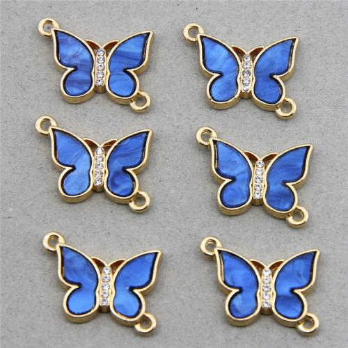 Animal Zinc Alloy Connector Butterfly gold color plated DIY & enamel & 1/1 loop nickel lead & cadmium free Sold By Bag