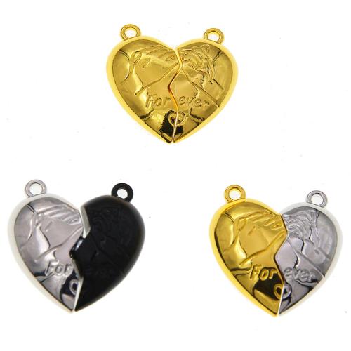 Tibetan Style Enamel Pendants, with Magnet, Heart, plated, DIY, more colors for choice, nickel, lead & cadmium free, 100PCs/Bag, Sold By Bag