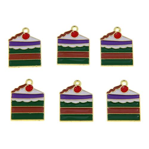 Tibetan Style Enamel Pendants, Cake, gold color plated, DIY, more colors for choice, nickel, lead & cadmium free, 27x8mm, 100PCs/Bag, Sold By Bag