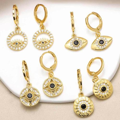 Cubic Zirconia Micro Pave Latão Brinco, cobre, cromado de cor dourada, joias de moda & Varios pares a sua escolha & micro pavimento em zircônia cúbica, dourado, níquel, chumbo e cádmio livre, vendido por par