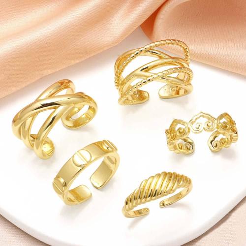 Brass Finger Ring, gold color plated, fashion jewelry & different designs for choice, golden, nickel, lead & cadmium free, Sold By PC