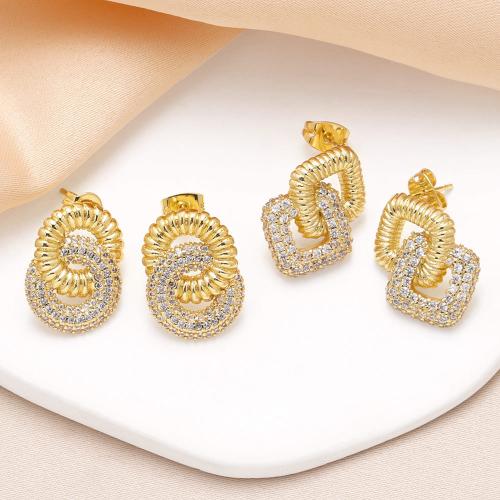 Cubic Zirconia Micro Pave Brass Earring, plated, fashion jewelry & different designs for choice & micro pave cubic zirconia, golden, nickel, lead & cadmium free, Sold By Pair