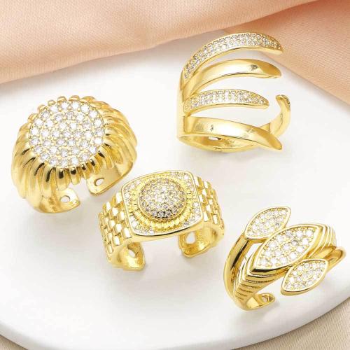 Cúbicos Circonia Micro Pave anillo de latón, metal, chapado en color dorado, Joyería & diferentes patrones para la opción & micro arcilla de zirconia cúbica, dorado, libre de níquel, plomo & cadmio, Vendido por UD