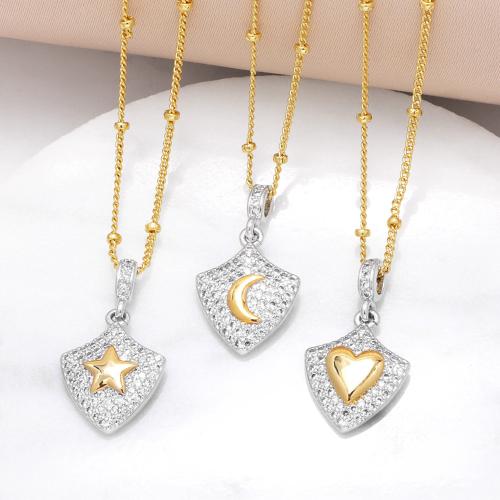 Cubic Zircon Micro Pave Brass Necklace, with 5cm extender chain, plated, fashion jewelry & different designs for choice & micro pave cubic zirconia, more colors for choice, nickel, lead & cadmium free, Length:44 cm, Sold By PC