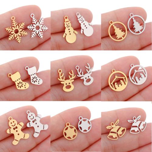 304 Stainless Steel Pendant plated Christmas Design & DIY Sold By Bag